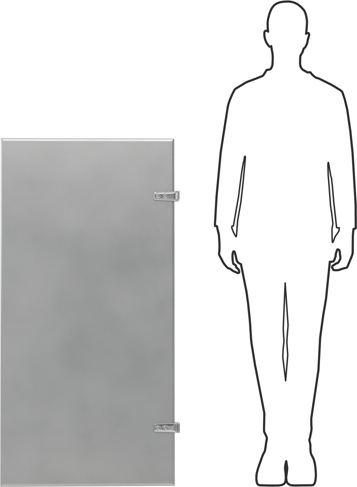 Paslanmaz Çelik Pisuar Bölmesi, Duvara Asılan, 48“ Yükseklik x 1” Genişlik x 24" Derinlik Toplam