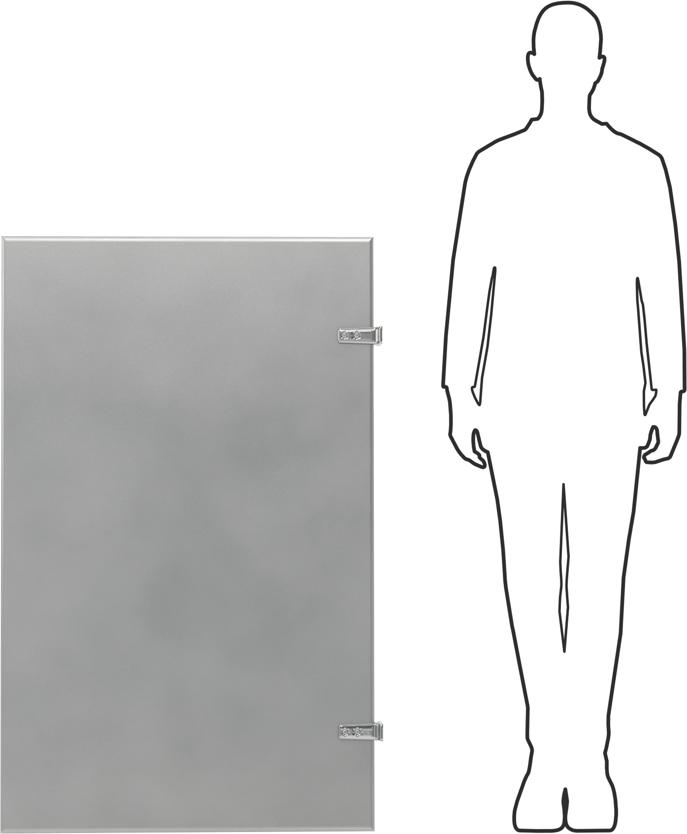 Paslanmaz Çelik Pisuar Bölmesi, Duvara Asılan, 48“ Yükseklik x 1” Genişlik x 30" Toplam Derinlik