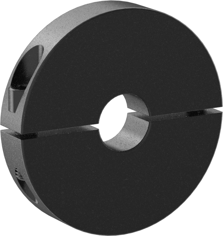 İşlenebilir Delikli Sıkıştırma Mili Yaka, İki Parçalı, Siyah Oksit Karbon Çeliği, 5/8“ ila 1-9/16” çap için