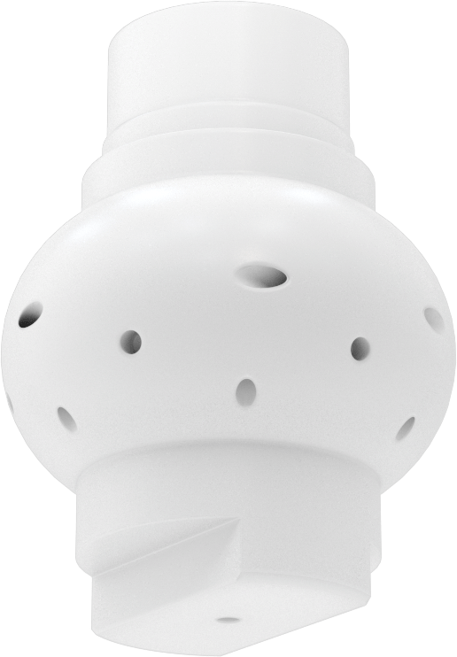 PTFE Plastik Dönen Tank Yıkama Nozulu, 1 NPT Dişi, 20 PSI'da 33 gpm, 0,15" Delik Çapı