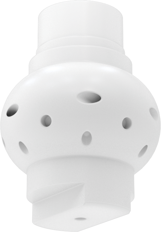 PTFE Plastik Dönen Tank Yıkama Nozulu, 1 NPT Dişi, 20 PSI'da 49,5 gpm, 0,21" Delik Çapı
