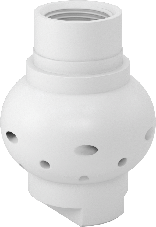 PTFE Plastik Dönen Tank Yıkama Nozulu, 1 NPT Dişi, 20 PSI'da 49,5 gpm, 0,21" Delik Çapı