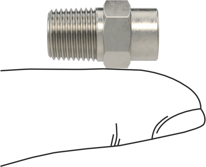 Kare Desenli Püskürtme Memesi, 303 Paslanmaz Çelik, 1/8 NPT Erkek, 20 PSI'da 0,8 gpm