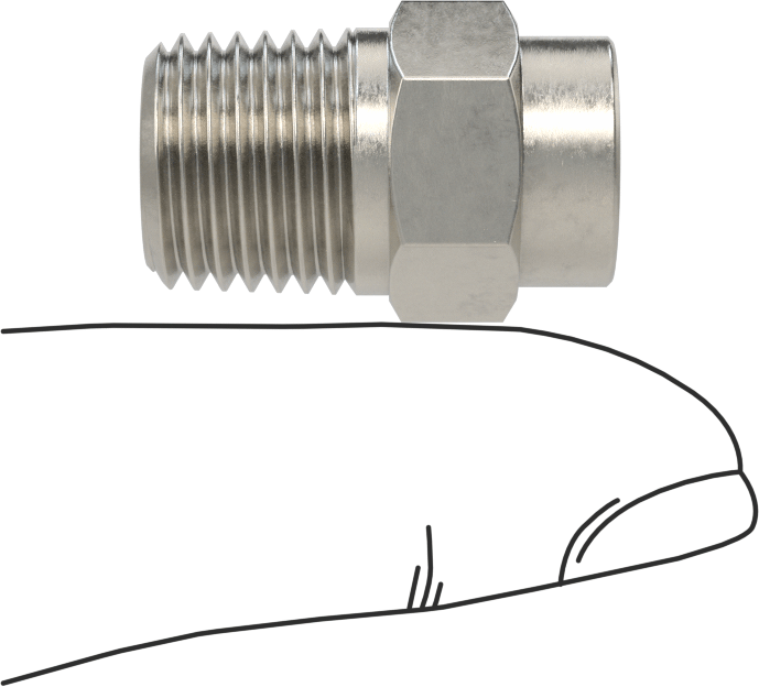 Kare Desenli Püskürtme Memesi, 303 Paslanmaz Çelik, 1/4 NPT Erkek, 20 PSI'da 1,9 gpm