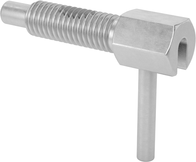 Bükümlü Kilitli L-Saplı Geri Çekilebilir Yaylı Piston, Çinko Kaplı Çelik Gövde ve Çelik Burun, 10-32, 0,533" Uzunluklu Diş