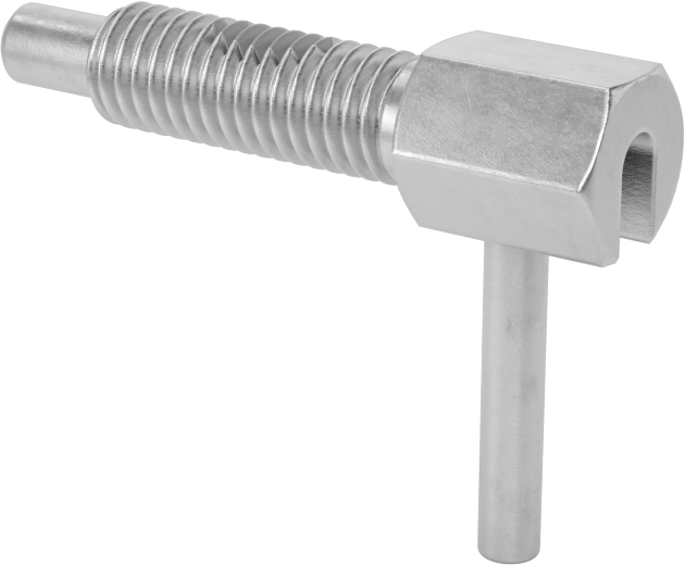 Bükümlü Kilitli L-Saplı Geri Çekilebilir Yaylı Piston, 18-8 Paslanmaz Çelik Gövde ve Burun, 10-32 Diş, 0,533" Uzunluklu Diş