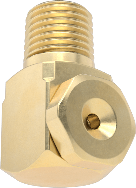 Pirinç Dik Açı İçi Boş Konik Püskürtme Nozulu, 1/4 NPT Erkek, 20 PSI'da 0,4 gpm