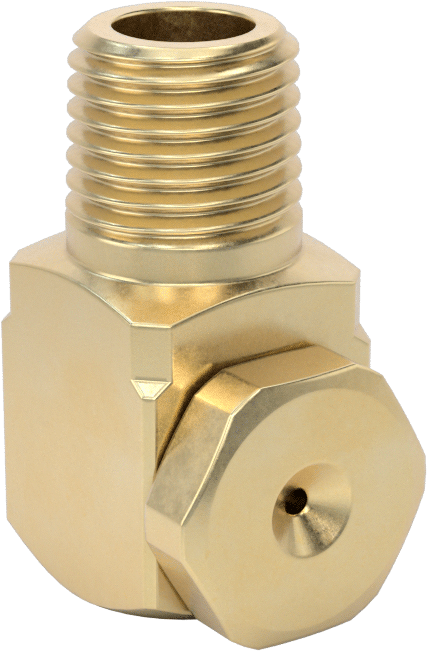 Pirinç Dik Açı İçi Boş Konik Püskürtme Nozulu, 1/4 NPT Erkek, 0,1 gpm 20 PSI'da