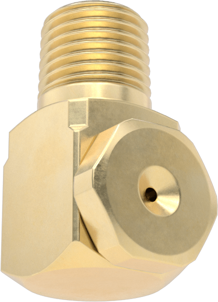 Pirinç Dik Açı İçi Boş Konik Püskürtme Nozulu, 1/4 NPT Erkek, 0,1 gpm 20 PSI'da