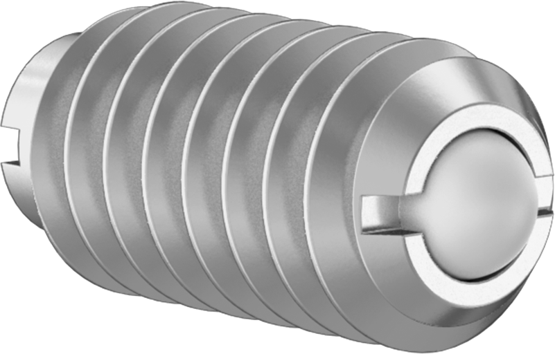 18-8 Paslanmaz Çelik Oluklu Top Burunlu Yaylı Piston, Plastik Burun ile, 5-40 Diş, 0,3-0,8 lb. Burun Kuvveti