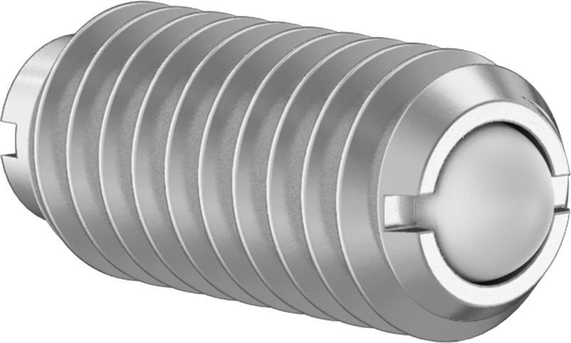 18-8 Paslanmaz Çelik Oluklu Top Burunlu Yaylı Piston, Plastik Burun ile, 6-40 Diş, 0,5-1 lb. Burun Kuvveti