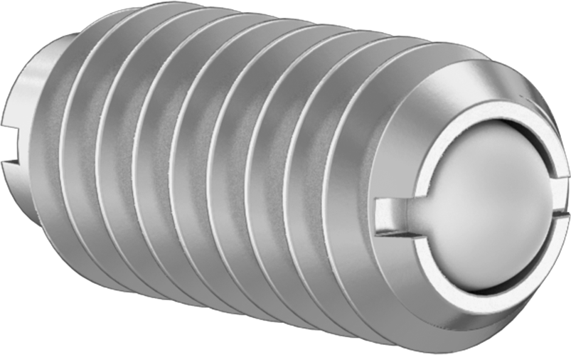 18-8 Paslanmaz Çelik Oluklu Top Burunlu Yaylı Piston, Plastik Burun ile, 8-32 Diş, 0,5-1,3 lb. Burun Kuvveti