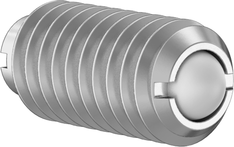 18-8 Paslanmaz Çelik Oluklu Top Burunlu Yaylı Piston, Plastik Burun ile, 8-36 Diş, 0,5-1,3 lb. Burun Kuvveti