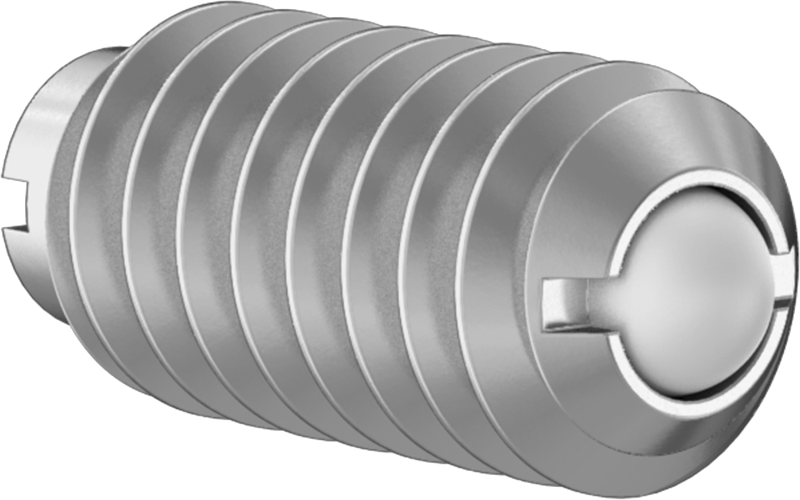 18-8 Paslanmaz Çelik Oluklu Top Burunlu Yaylı Piston, Plastik Burun ile, 1/4"-20 Diş, 2-4 lb. Burun Kuvveti