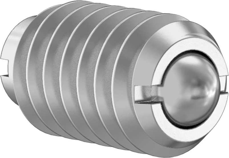 Yivli 440C Paslanmaz Çelik Yuvarlak Burunlu Yaylı Piston, 18-8 Paslanmaz Çelik Gövdeli, 4-48 Boyut, 0,1-0,5 lb. Burun Kuvveti