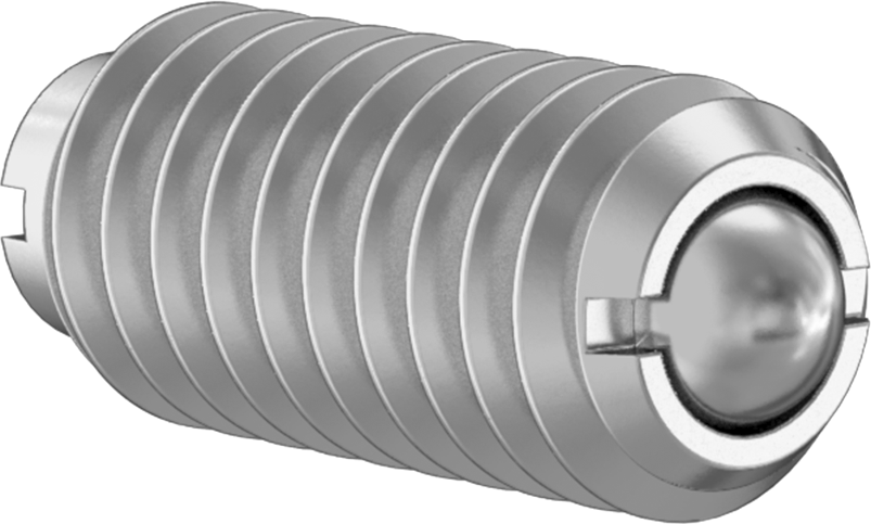 Yivli 440C Paslanmaz Çelik Yuvarlak Burunlu Yaylı Piston, 18-8 Paslanmaz Çelik Gövdeli, 6-40 Boyut, 0,5-1 lb. Burun Kuvveti