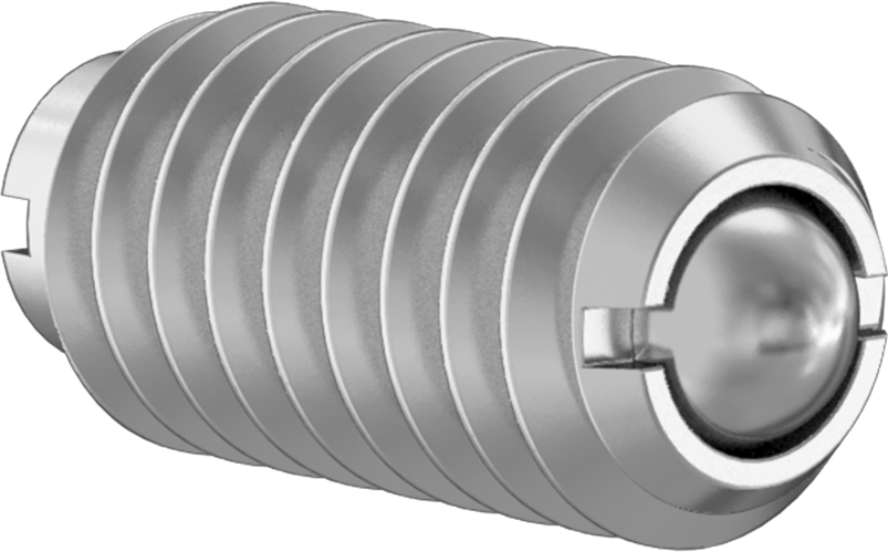 Yivli 440C Paslanmaz Çelik Yuvarlak Burunlu Yaylı Piston, 18-8 Paslanmaz Çelik Gövdeli, 8-32 Boyut, 0,5-1,3 lb. Burun Kuvveti