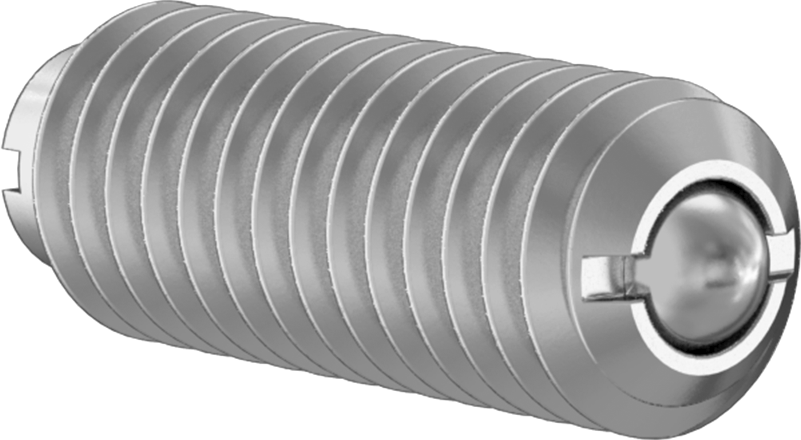 Yivli 440C Paslanmaz Çelik Yuvarlak Burunlu Yaylı Piston, 18-8 Paslanmaz Çelik Gövdeli, 10-32 Boyutu, 2-5 lb. Burun Kuvveti