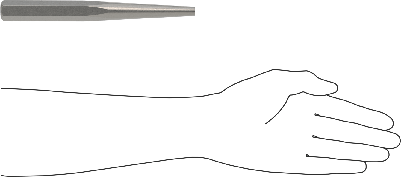 Pim Gevşetme Zımbası, 3/8“-5/8” ve 9,5 mm-16 mm Pim Çapı için, 3-1/2" Konik Uzunluk