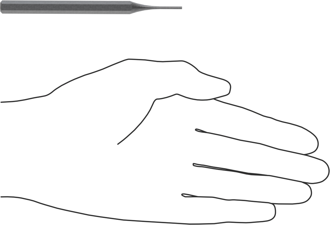 Pim Çıkarma Zımbası, Düz Tutamak, 3/4“ uzunluğunda, 1/16” ve 1,5 mm çapında pimler için