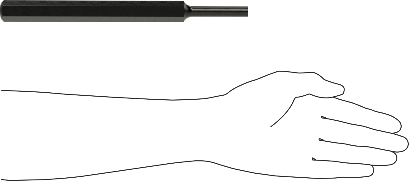 Pim Çıkarma Zımbası, Düz Tutamak, 2-1/4“ Uzunluk, 7/16” ve 11 mm Çaplı Pimler için