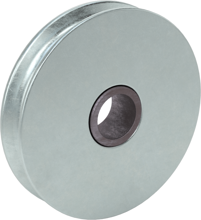 Tel Halat için Kasnak, Kovan Yatağı, 3/8" Halat Çapı, 1550 lbs., Çinko Kaplı Çelik