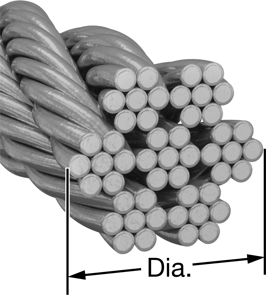 Galvanizli Çelik Tel Halat, 7 x 7, 5/32" Çap, 500 lb. Kapasite