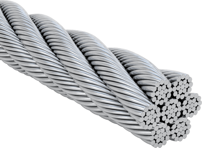 Galvanizli Çelik Tel Halat, Ekstra Esnek, 7 x 19, 5/16" Çap, Yağlanmış