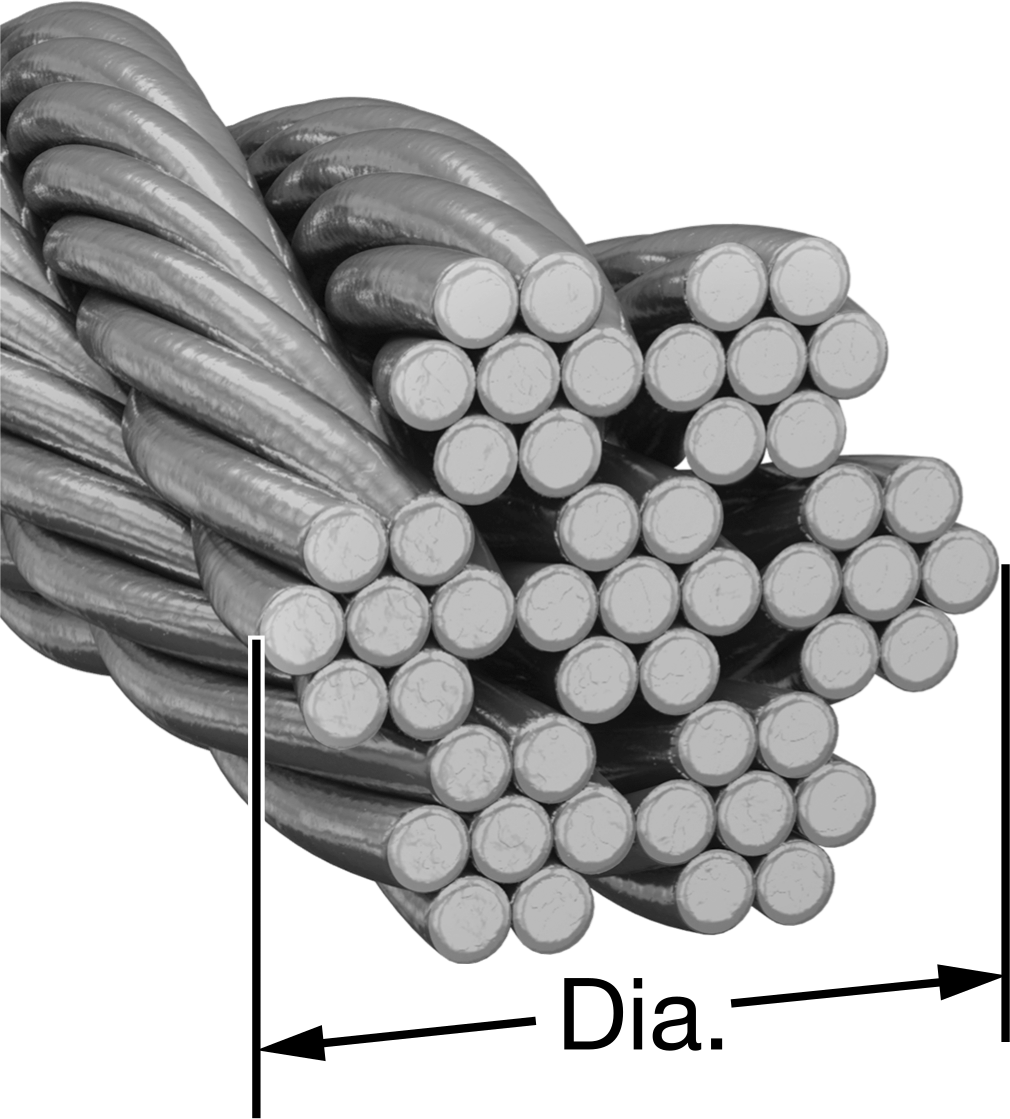 Galvanizli Çelik Tel Halat, 7 x 7, 0,047" Çap