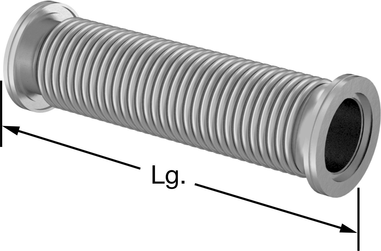 Pençe Kelepçeli Bağlantı Parçaları ile Yüksek Vakumlu Hortum, 2-1/2" Boru Dış Çapı için, Flanş Boyutu 63, 12" Uzunluk