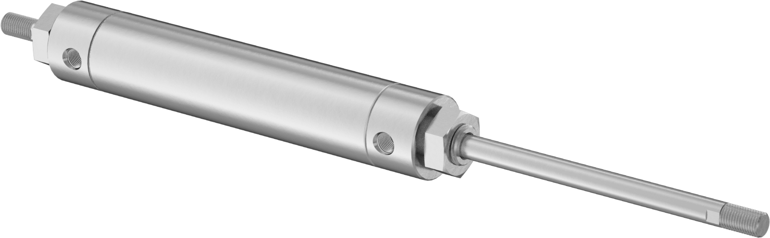 Çift Uçlu Yuvarlak Gövde Hava Silindiri, Sensör Hazır Burun Montajı, 1-1/2" Delik Çapı, 5" Strok Uzunluğu