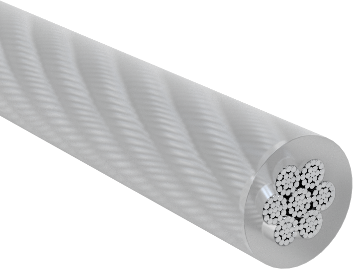Naylon Kaplı Tel Halat, Çelik, 1/4" Çap, 3/8" Çaplı Kaplamalı, Mil-Dtl-83420