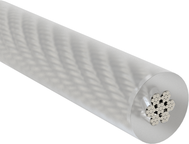 Naylon Kaplı Tel Halat, 18-8 Paslanmaz Çelik, 1/16" Çap, Kaplamalı 1/8" Çap, Mil-Dtl-83420