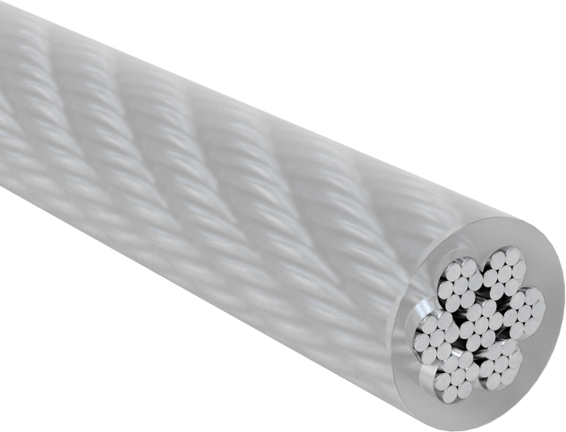 Naylon Kaplı Tel Halat, Çelik, 0,094 inç Çap, Kaplamalı 1/8" Çap, Mil-Dtl-83420