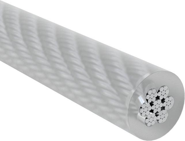Naylon Kaplı Tel Halat, Çelik, 0,094 inç Çap, 5/32" Çaplı, Kaplamalı, Mil-Dtl-83420