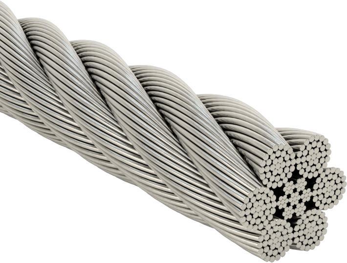18-8 Paslanmaz Çelik Tel Halat, Ultra Esnek, 6 x 37, 3/8" Çap