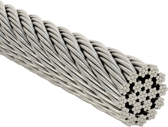 18-8 Paslanmaz Çelik Tel Halat, Dönmeye Dayanıklı, 3/8" Çap