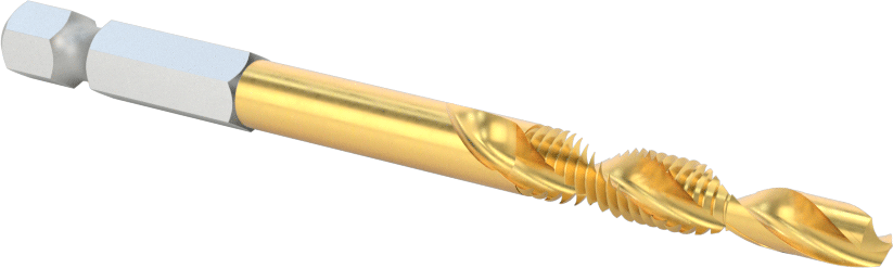 Hızlı Değiştirilebilir Altıgen Şaftlı Matkap Tapası, Matkaplar ve Tornavidalar için, TiN Kaplamalı Yüksek Hızlı Çelik, M6 x 1 mm Boyut