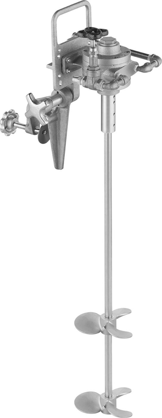 Tanklar için Kelepçeli Hava Tahrikli Karıştırıcı, İnce Sıvı için, İki adet 6" Çaplı Pervane ile, 27" Uzunlukta Mil