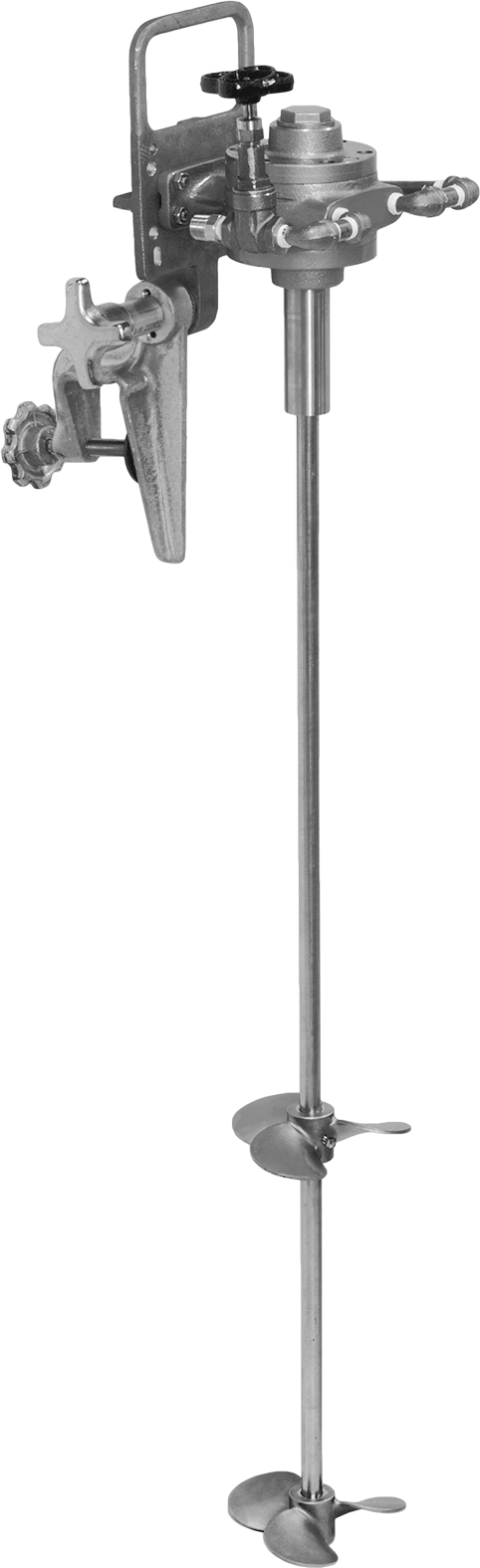 Tanklar için Kelepçeli Hava Tahrikli Karıştırıcı, İnce Sıvı için, İki adet 6" Çaplı Pervane ile, 36" Uzunlukta Mil