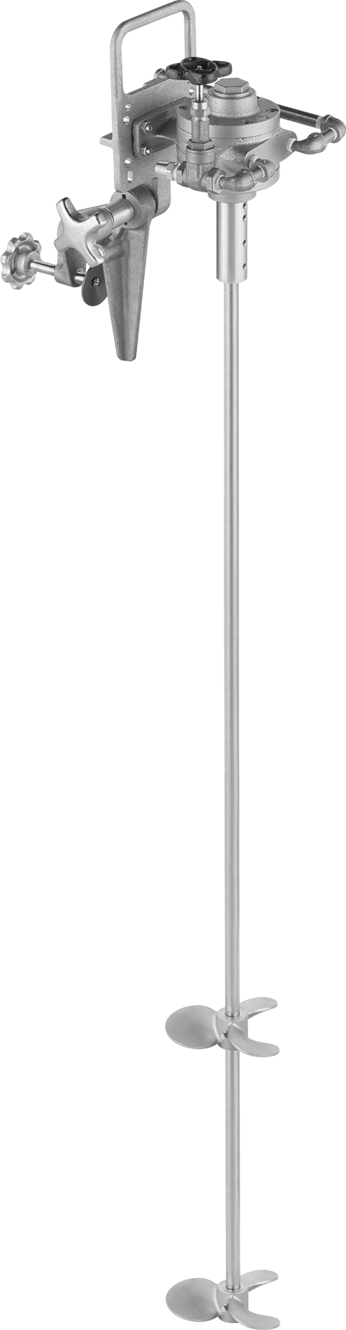 Tanklar için Kelepçeli Hava Tahrikli Karıştırıcı, İnce Sıvı için, İki adet 6" Çaplı Pervane ile, 48" Uzunlukta Mil