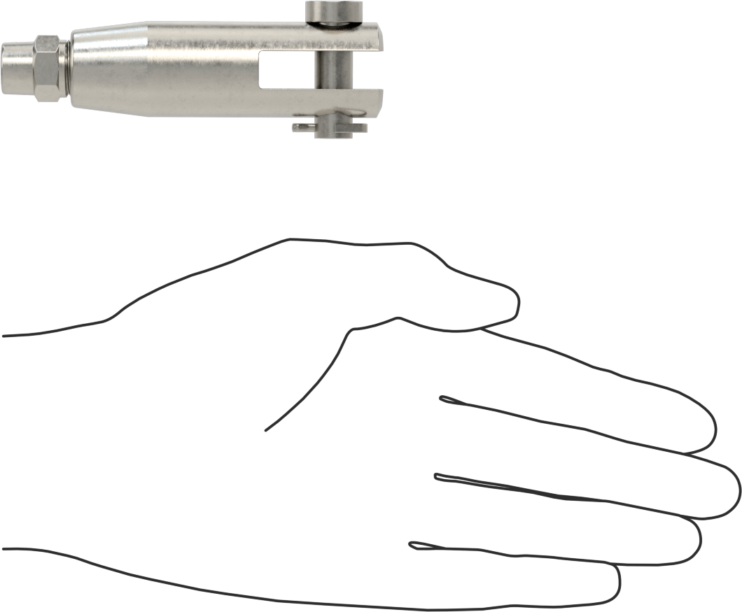 Kaldırma için Plug-Lock Tel Halat Bağlantı Parçası, 316 Paslanmaz Çelik, Çatal Uç, 1/4" Halat Çapı için