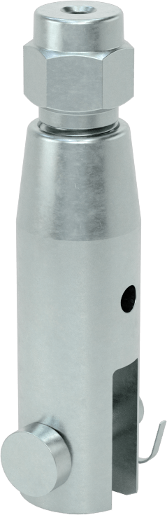 Kaldırma için Plug-Lock Tel Halat Bağlantı Parçası, Çinko Kaplı Çelik, Çatal Uç, 3/64“ ila 1/16” Halat Çapı için