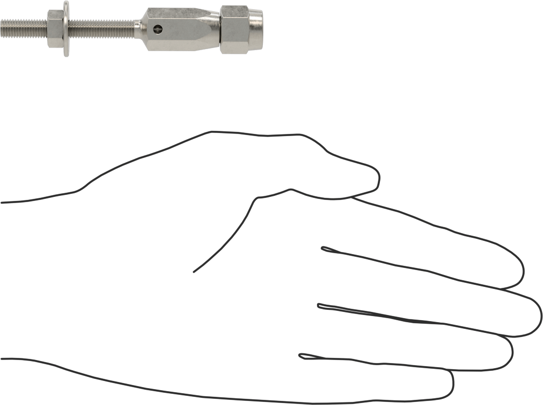Plug-Lock Tel Halat Uç Bağlantı Elemanı - Kaldırma için, 316 Paslanmaz Çelik, Saplama Ucu, 1/8" halat çapı için, 1/4"-28 Diş Boyutu