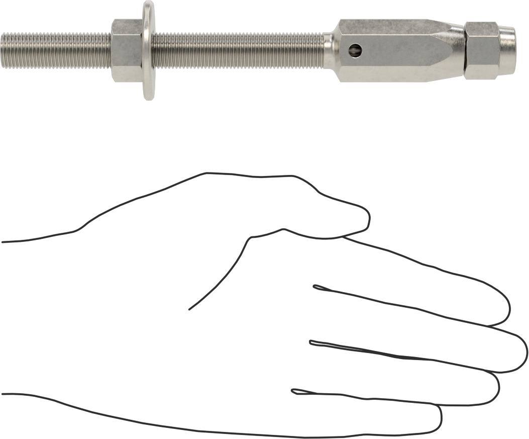 Plug-Lock Tel Halat Uç Bağlantı Elemanı - Kaldırma için, 316 Paslanmaz Çelik, Saplama Ucu, 1/4" Halat Çapı için, 1/2"-20 Diş Boyutu