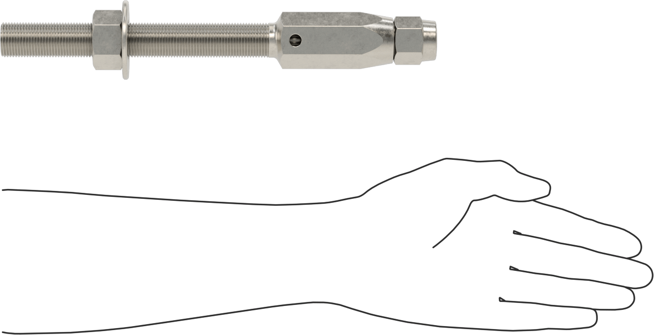 Plug-Lock Tel Halat Uç Bağlantı Elemanı - Kaldırma için, 316 Paslanmaz Çelik, Saplama Ucu, 1/2" Halat Çapı için, 7/8"-14 Diş Boyutu