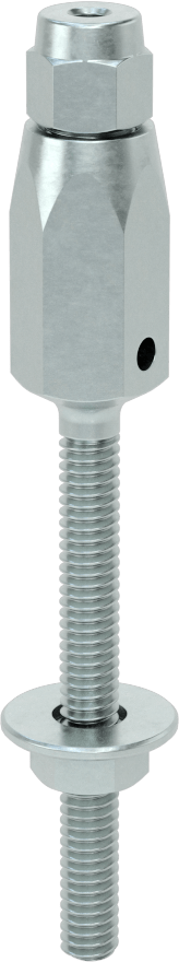 Plug-Lock Tel Halat Uç Bağlantı Elemanı - Kaldırma için, Çinko Kaplamalı, Saplama Ucu, 1/8" halat çapı için, 1/4"-20 Diş Boyutu