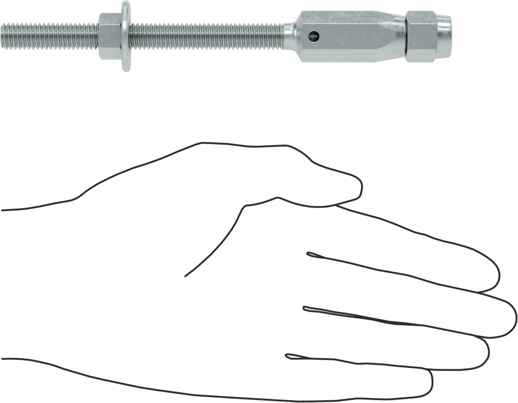 Plug-Lock Tel Halat Uç Bağlantı Elemanı - Kaldırma için, Çinko Kaplamalı, Saplama Ucu, 3/16" Halat Çapı için, 3/8"-16 Diş