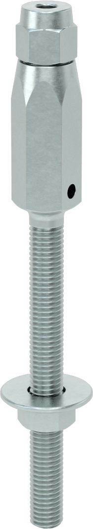 Plug-Lock Tel Halat Uç Bağlantı Elemanı - Kaldırma için, Çinko Kaplı Çelik, Saplama Ucu, 1/4" Halat Çapı, 1/2"-13 Diş