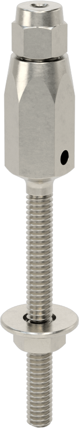 Plug-Lock Tel Halat Uç Bağlantı Elemanı - Kaldırma için, 316 Paslanmaz Çelik, Saplama Ucu, 1/8" halat çapı için, 1/4"-20 Diş Boyutu